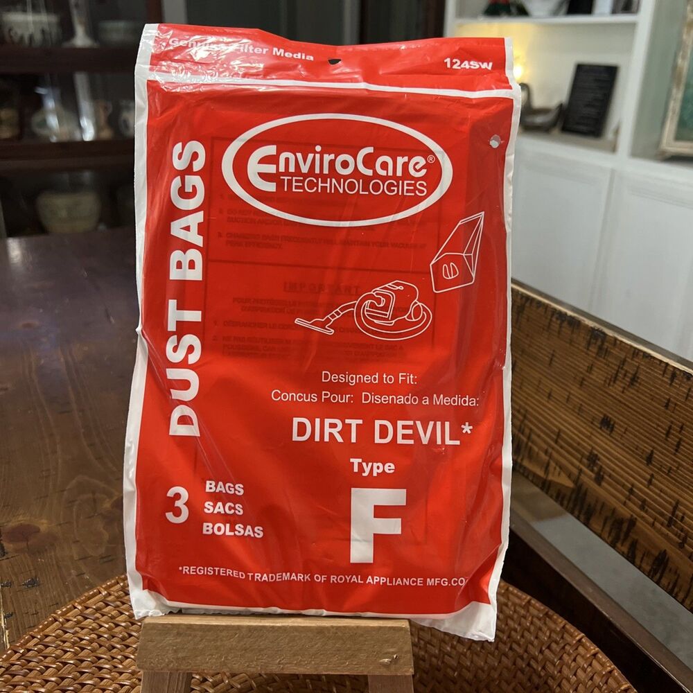 Vacuum Bags, Dirt Devil Type F Vacuum Bags for Canister 124SW (3 Pack) 8 Bags